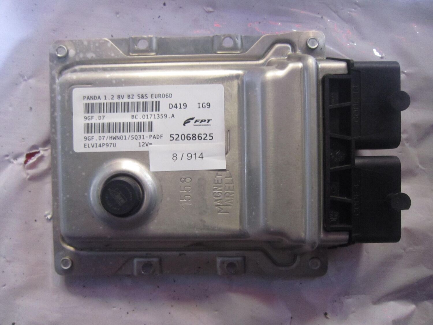 8-914 Centralina Motore Magneti Marelli 52068625   BC.0171359.A 9GF.D7 PANDA 1.2 8V BZ S&S EURO6D  FIAT BENZINA PANDA