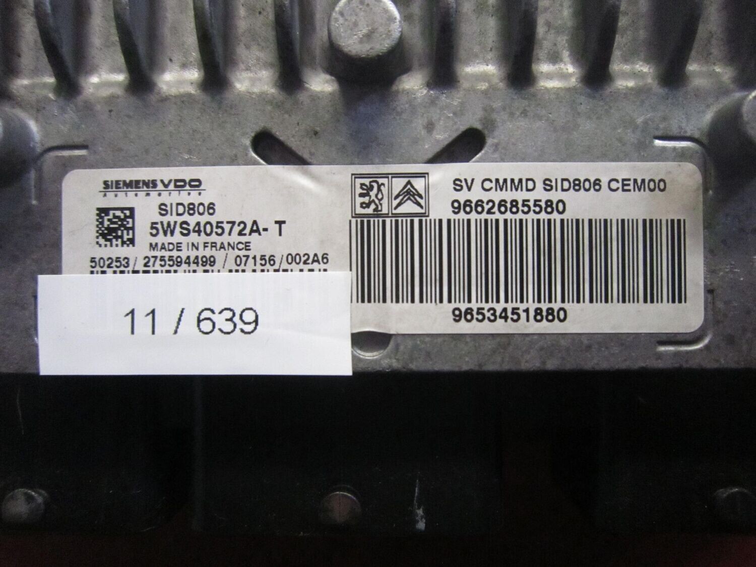 11-639 Centralina Motore Siemens 5WS40572A-T 5WS40572AT 9662685580 9653451860 SID 806  CITROEN / PEUGEOT DIESEL VARIE