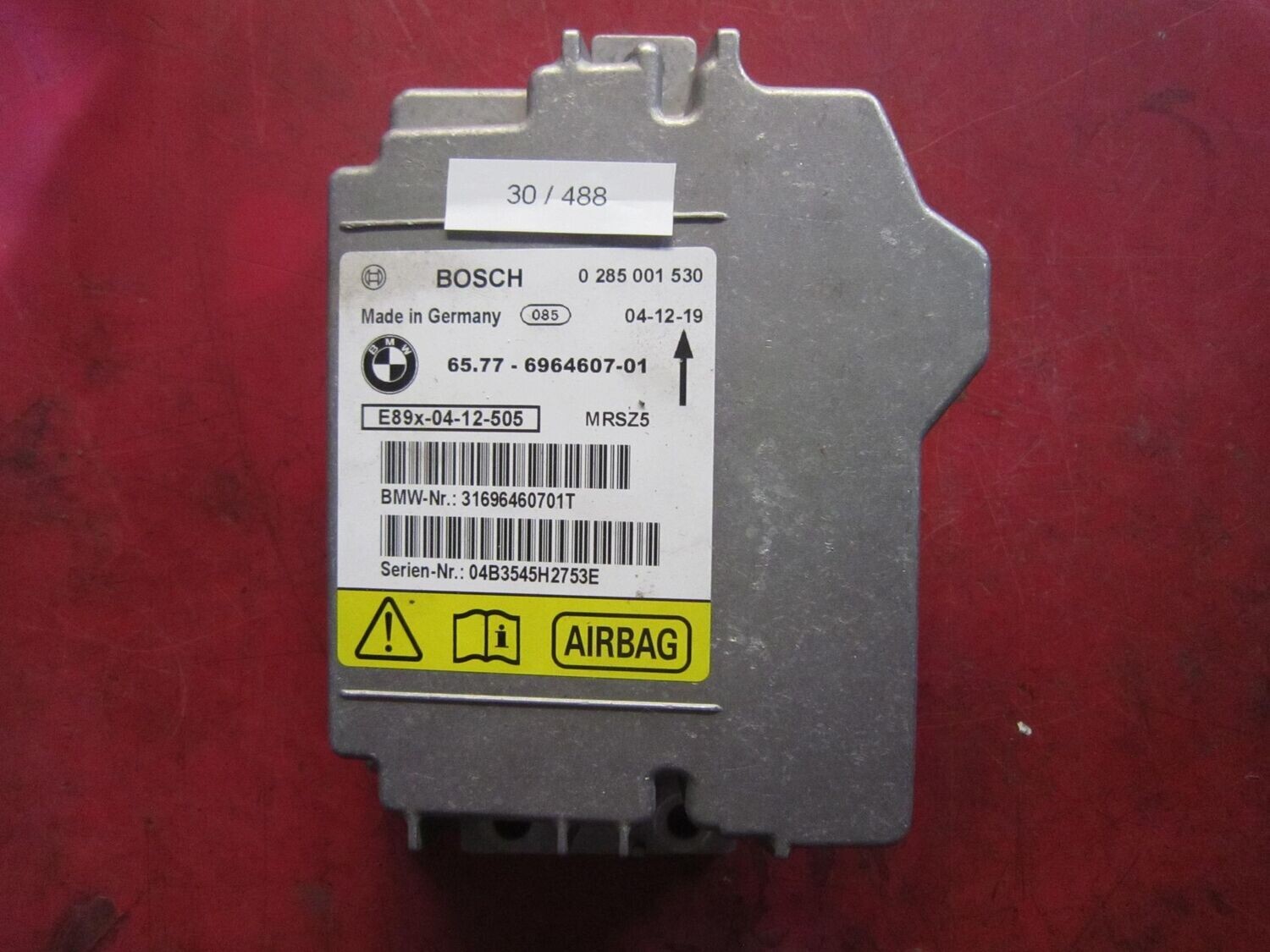 30-488 Centralina Airbag Bosch 0 285 001 530 0285001530 65.77-6964607-01 E89X-04-12-505   BMW  SERIE 1