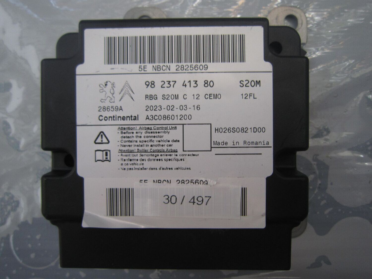 30-497 Centralina Airbag Continental 98 237 413 80 9823741380 A3C08601200 H026S0821D00   PEUGEOT  208