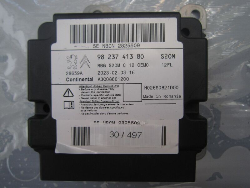 30-497 Centralina Airbag Continental 98 237 413 80 9823741380 A3C08601200 H026S0821D00   PEUGEOT  208