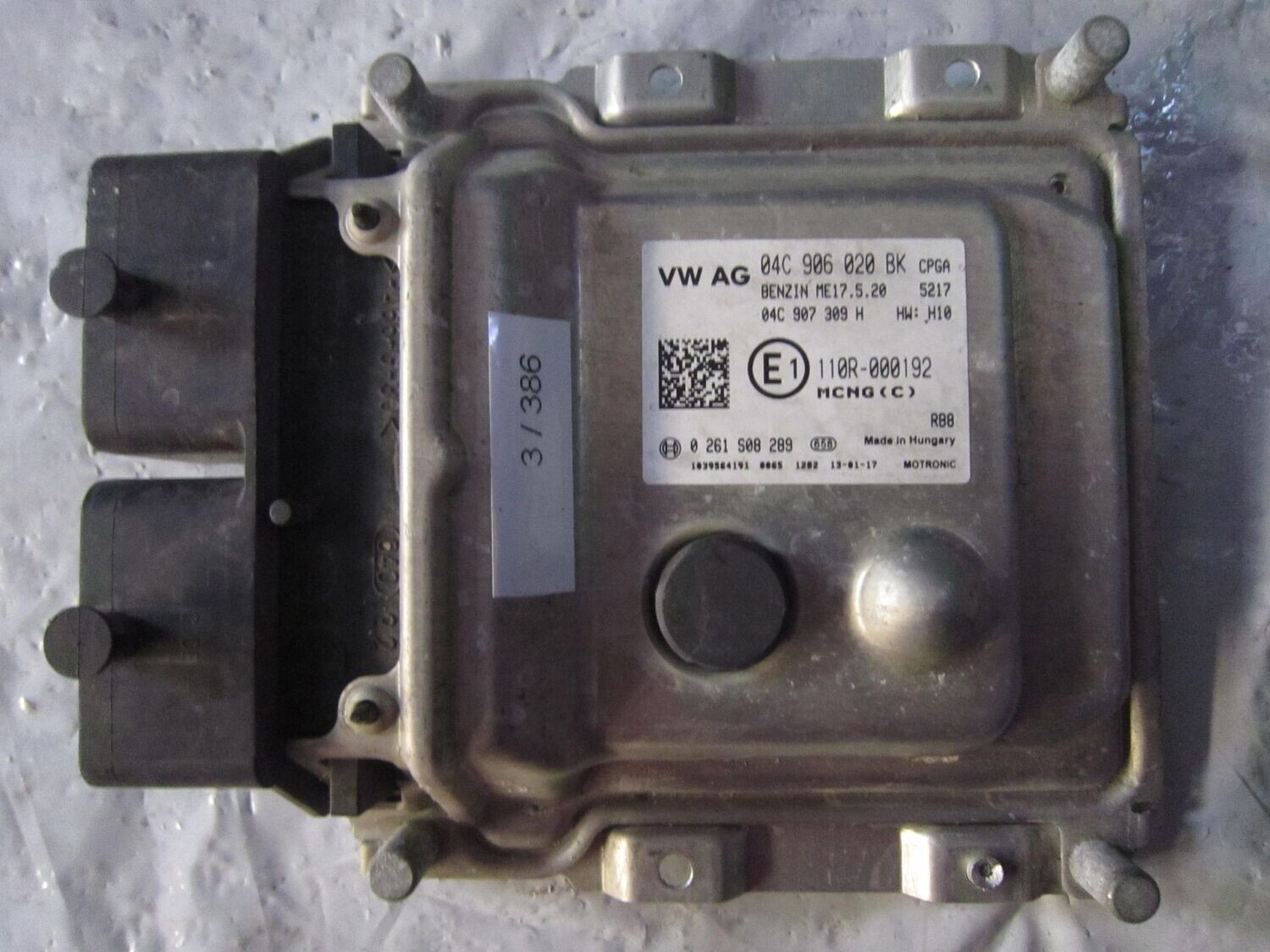 3-386 Centralina Motore Bosch 0 261 S08 289 0261S08289 04C 906 020 BK ME17.5.20 HW: H10  VOLKSWAGEN Benzina UP