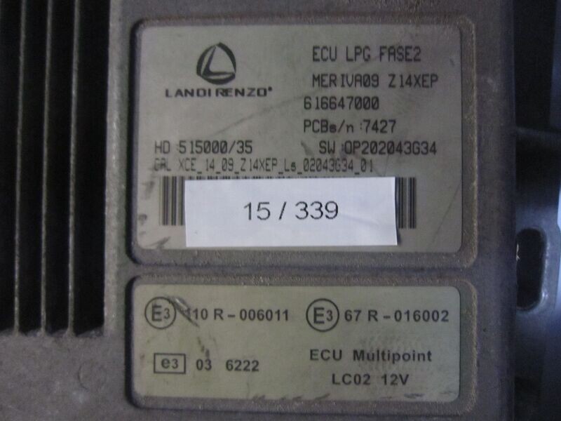 15-339 Centralina Gas Gpl Landi Renzo 616647000   ECU LPG FASE 2 HD 515000/35 SW0P202043G34  OPEL BENZINA / GPL MERIVA