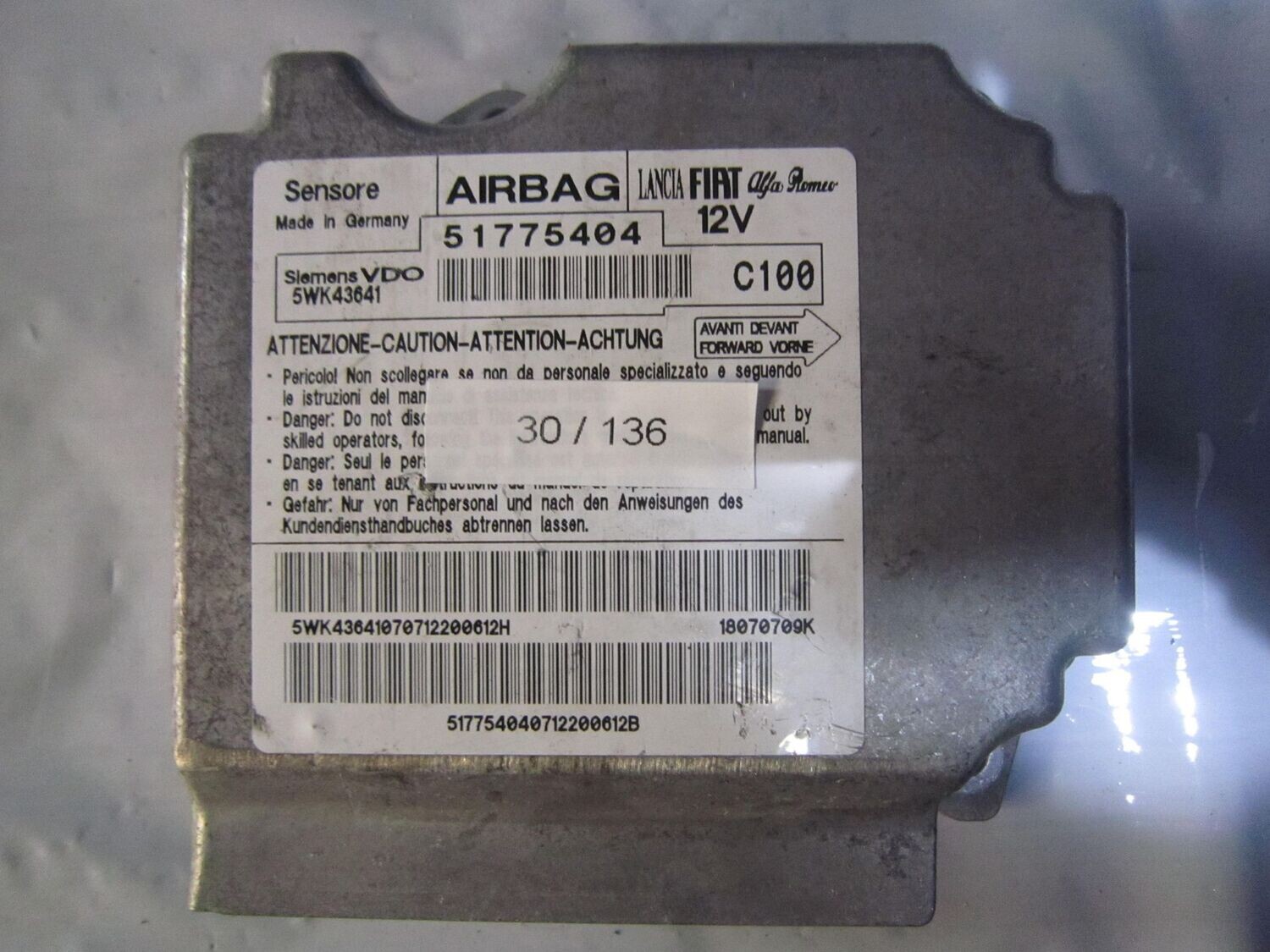 30-136 Centralina Airbag Siemens 51775404   5WK43641 C100   FIAT  BRAVO_BRAVA