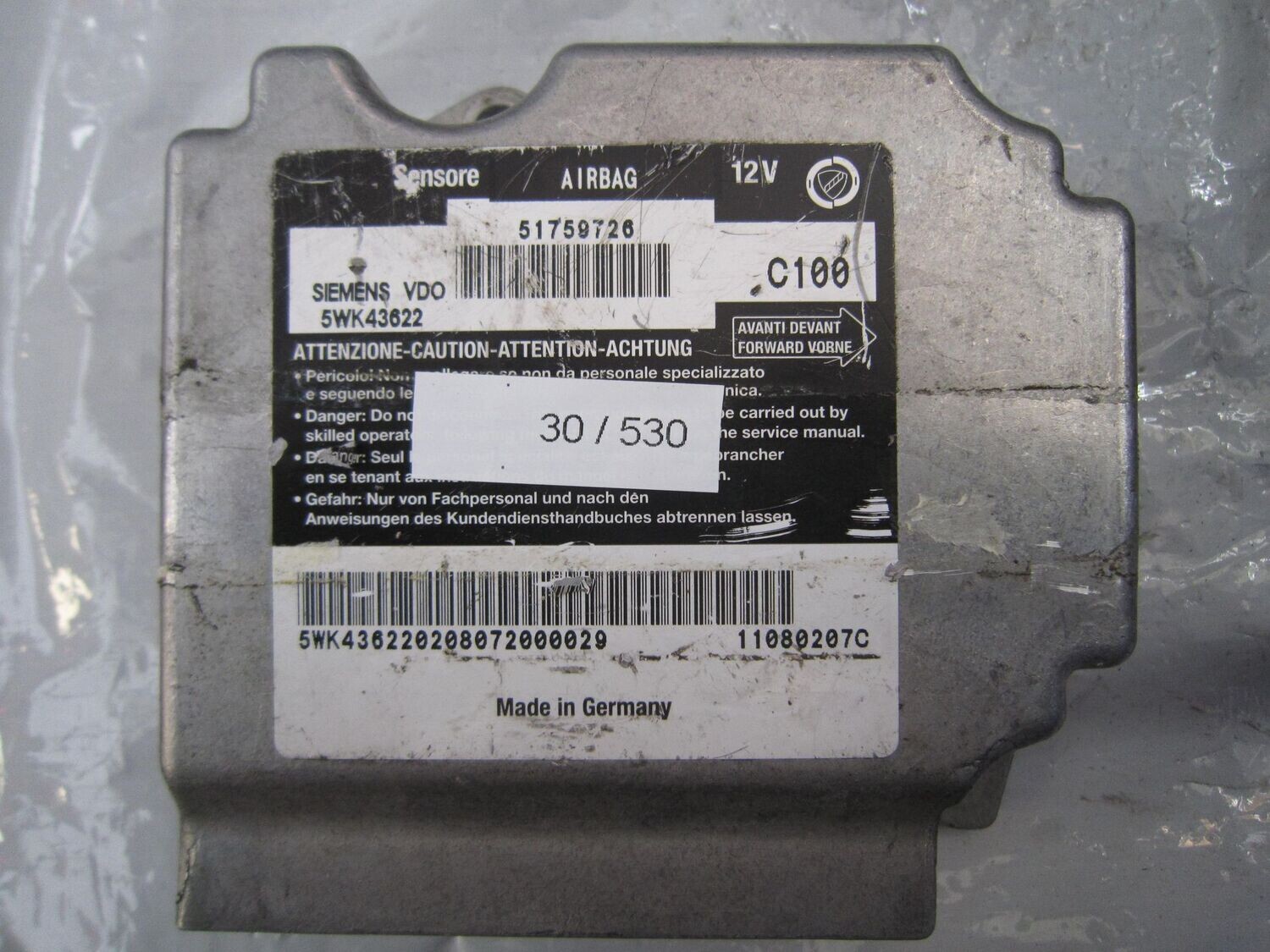 30-530 Centralina Airbag Siemens 5WK43622   51759726    FIAT  MULTIPLA