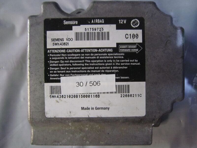30-506 Centralina Airbag Siemens 51759725   5WK43621 C100   FIAT  MULTIPLA