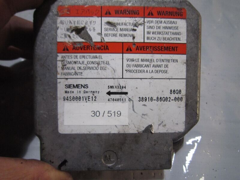 30-519 Centralina Airbag Siemens 5WK43394   38910-86G02-000    SUZUKI  IGNIS