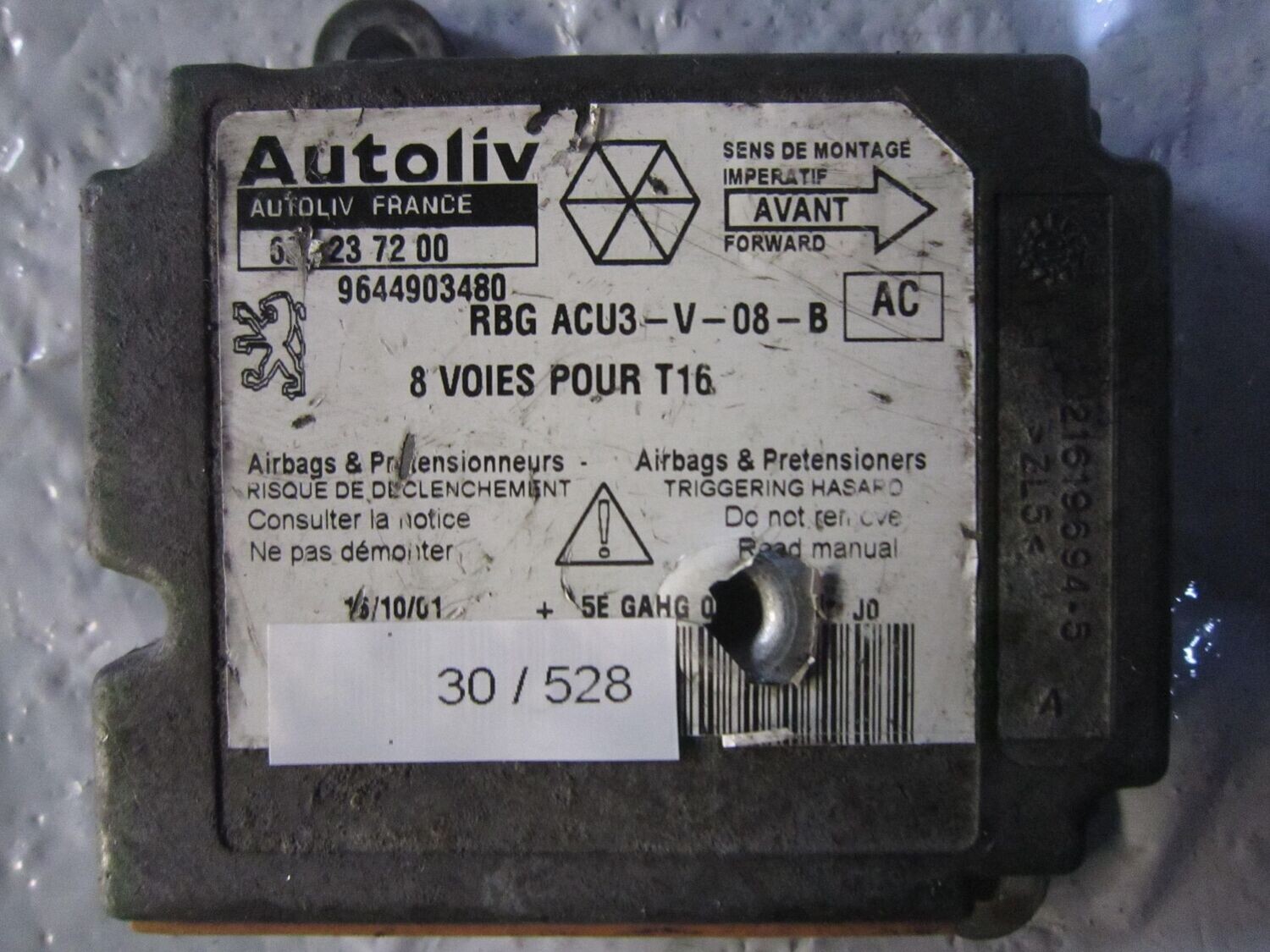 30-528 Centralina Airbag Autoliv 9644903480   600 23 72 00    PEUGEOT  207
