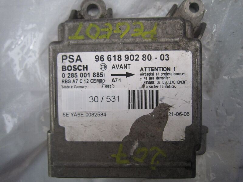30-531 Centralina Airbag Bosch 0 285 001 885 0285001885 96 618 902 80 - 03    PEUGEOT  207