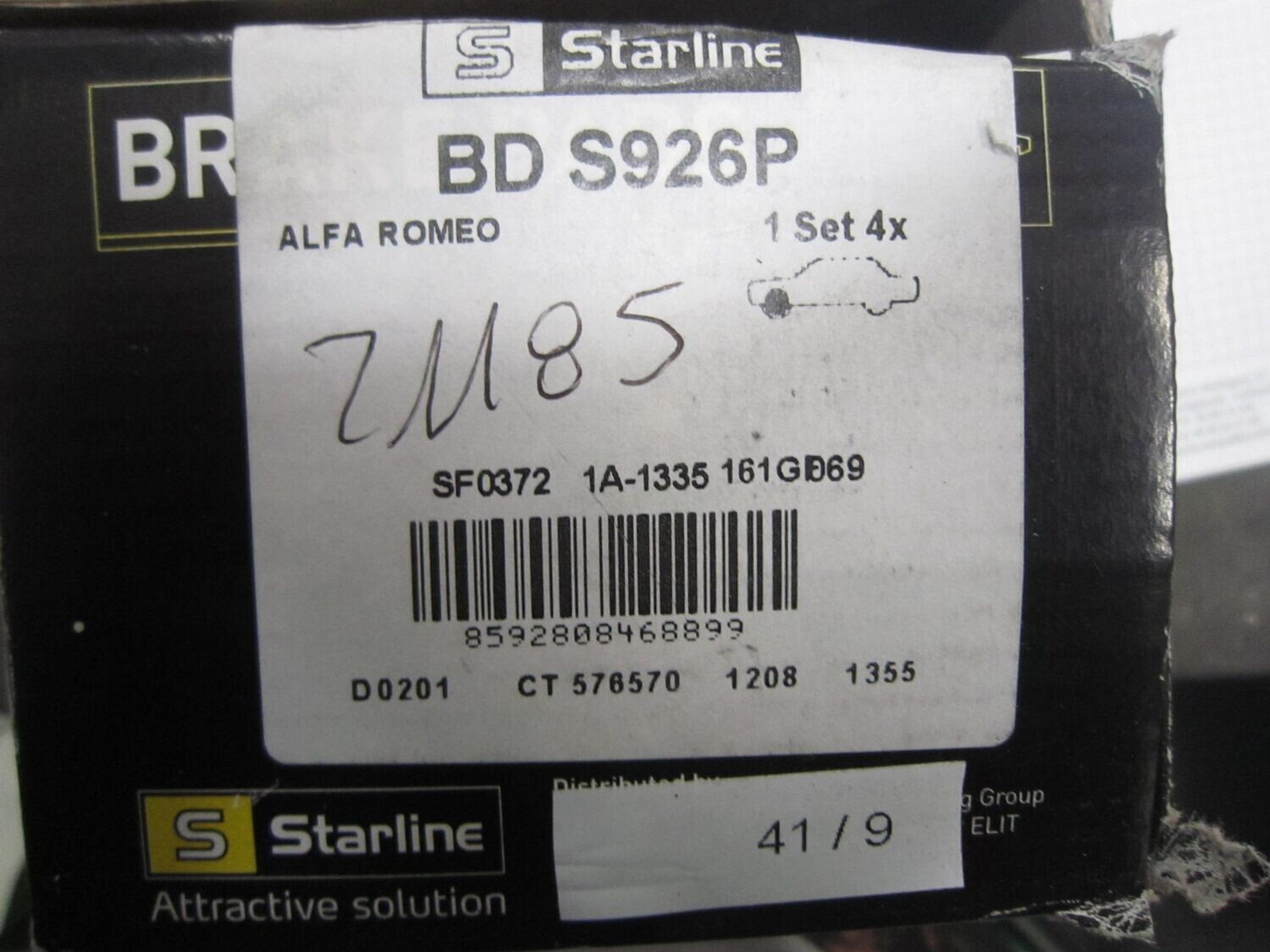 41-9 Pastiglie Freni Anteriori Starline    BD S926P CT 576570   ALFA ROMEO  164