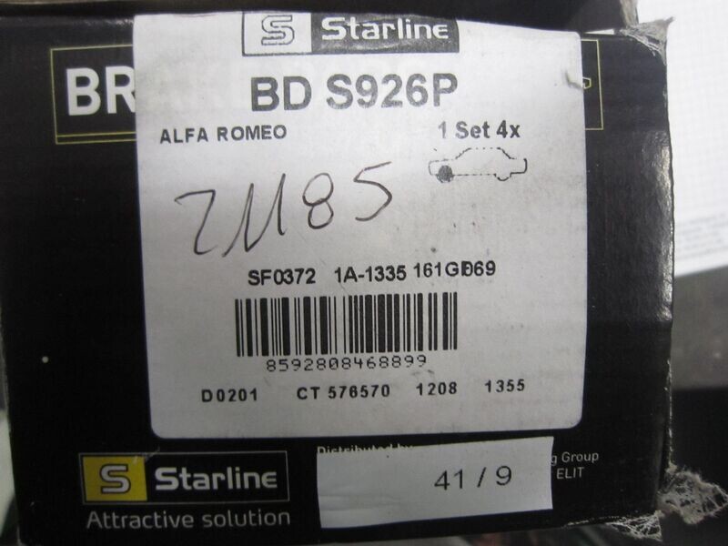 41-9 Pastiglie Freni Anteriori Starline    BD S926P CT 576570   ALFA ROMEO  164