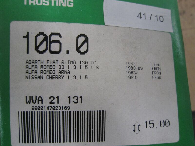 41-10 Pastiglie Freni Anteriori Trusting WVA 21 131 WVA21131 106.0     ALFA ROMEO / FIAT / LANCIA  VARIE