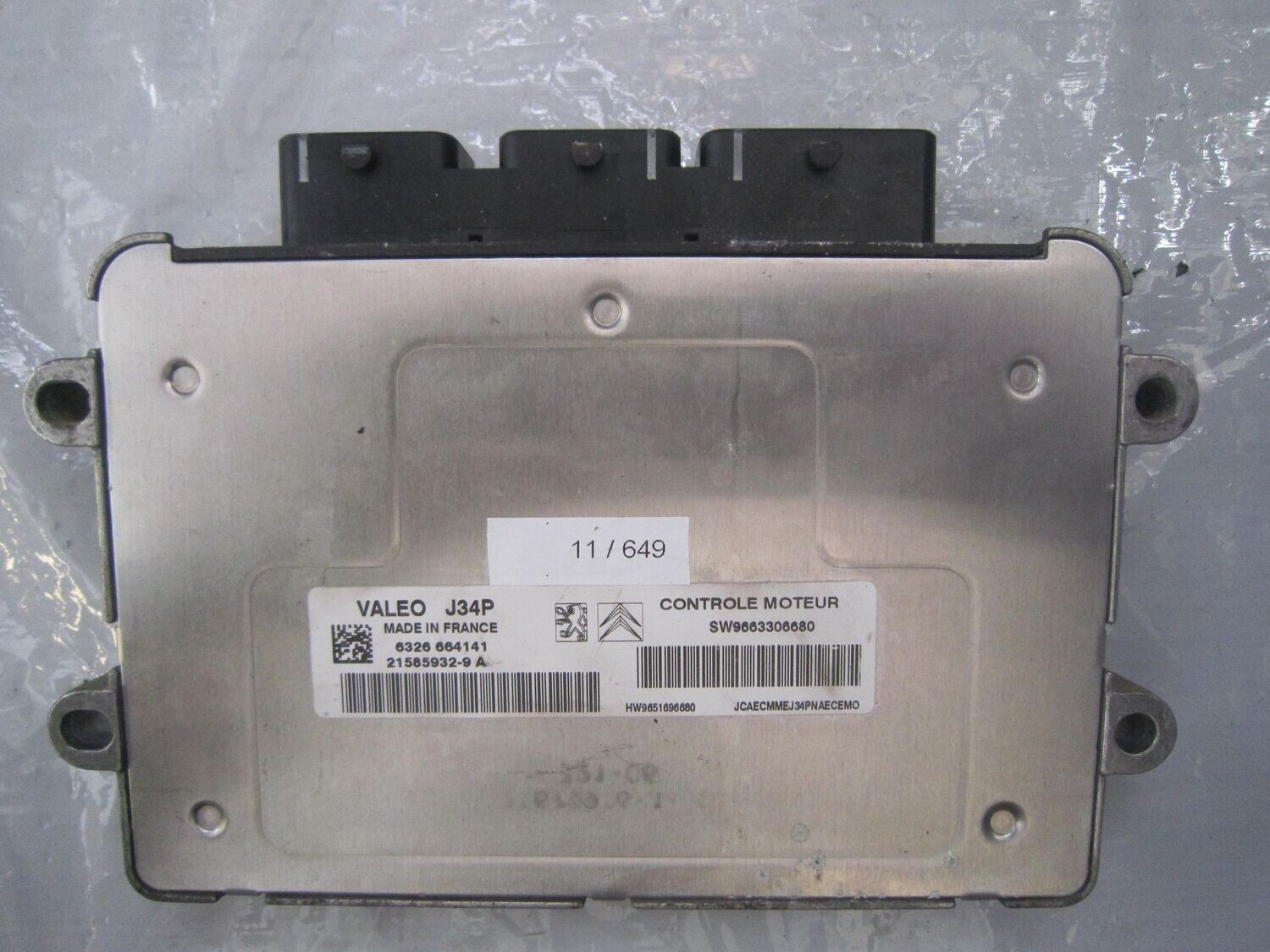 11-649 Centralina Motore Valeo 21585932-9 A 215859329A 9663306680 6226 664141 J34P  CITROEN / PEUGEOT BENZINA VARIE