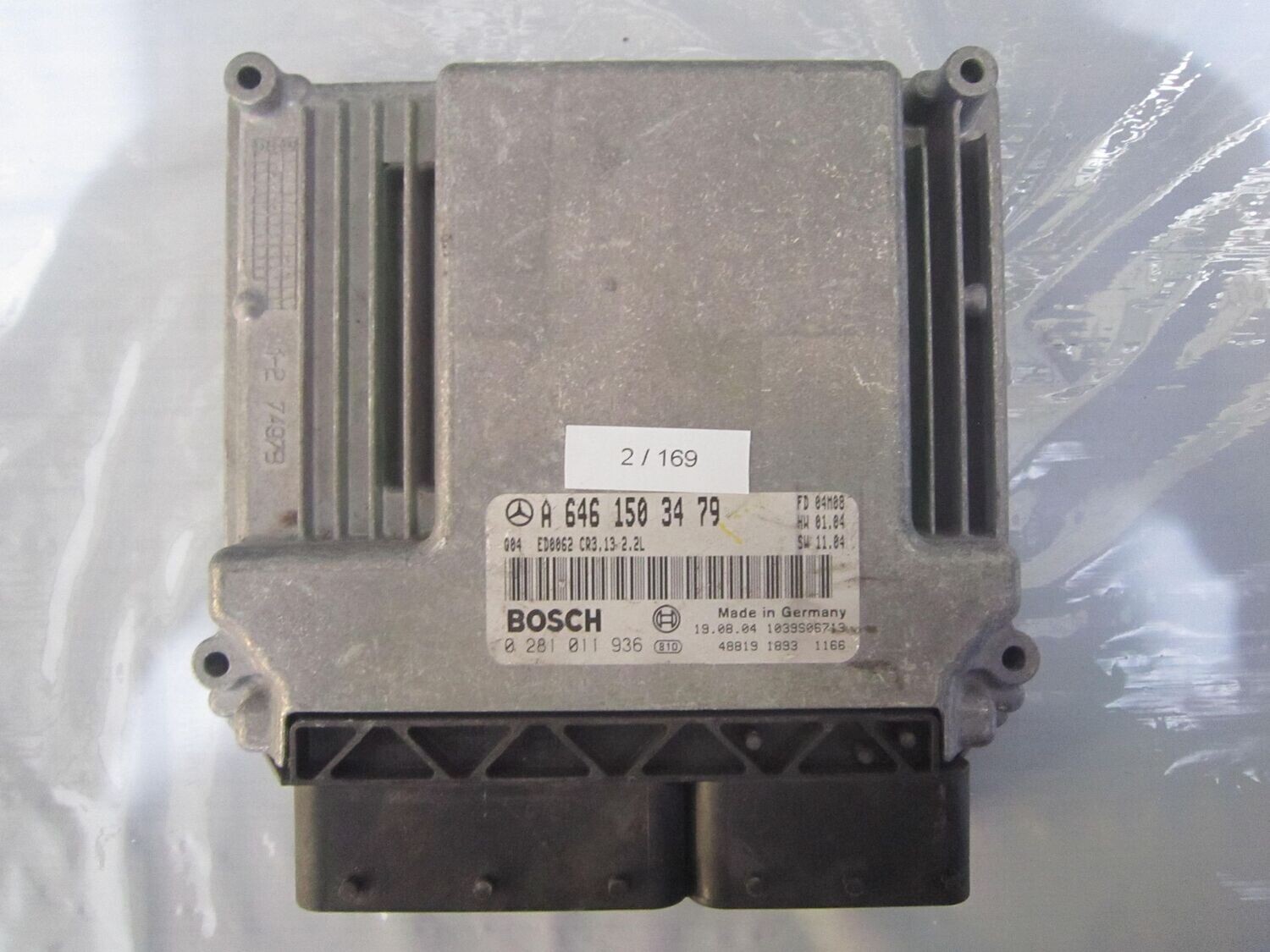 2-169 Centralina Motore Bosch 0 281 011 936 0281011936 A 646 150 34 79 1039S06713 ED0062 CR3.13 2.2L HW 01.04   SW 11.04 MERCEDES DIESEL CLASSE C