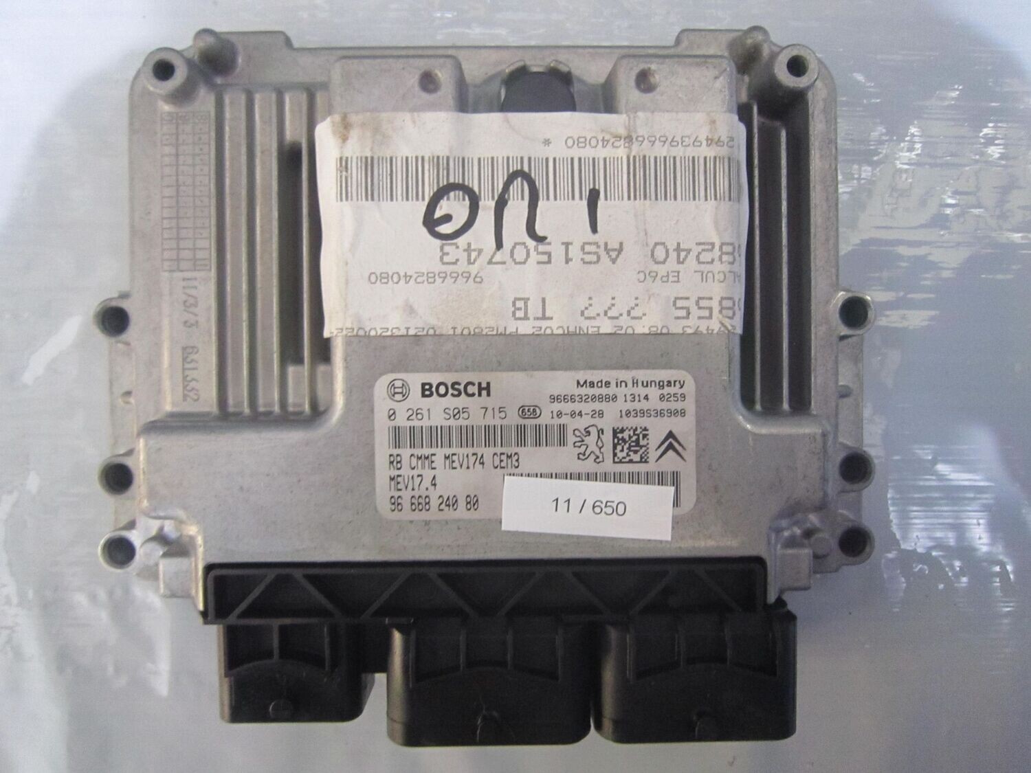 11-650 Centralina Motore Bosch 0 261 S05 715 0261S05715 96 668 240 80 1039S36908 MEV17.4  CITROEN Benzina C 3