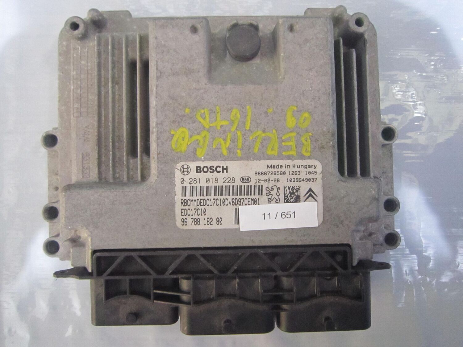 11-651 Centralina Motore Bosch 0 281 018 228 0281018228 96 788 182 80 1039S49037 EDC17C10  CITROEN Diesel BERLINGO'