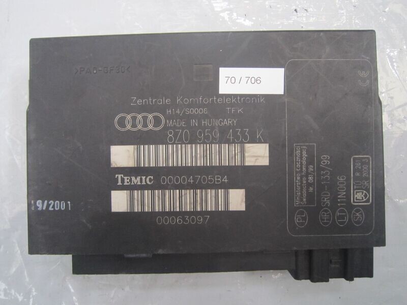 70-706 Centralina Modulo Confort Temic 8Z0 959 433 K 8Z0959433K 4705B4 SRD-133/99    AUDI DIESEL A 2