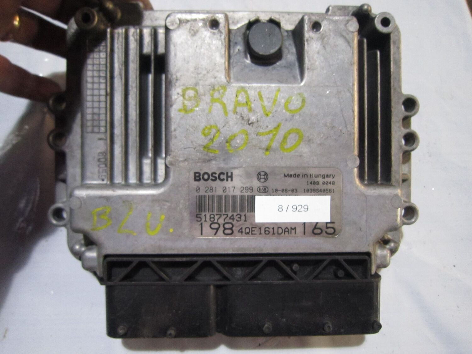 8-929 Centralina Motore Bosch 0 281 017 299 0281017299 51877431 1039S40561 198 4QE161DAM 165  FIAT Diesel BRAVO_BRAVA