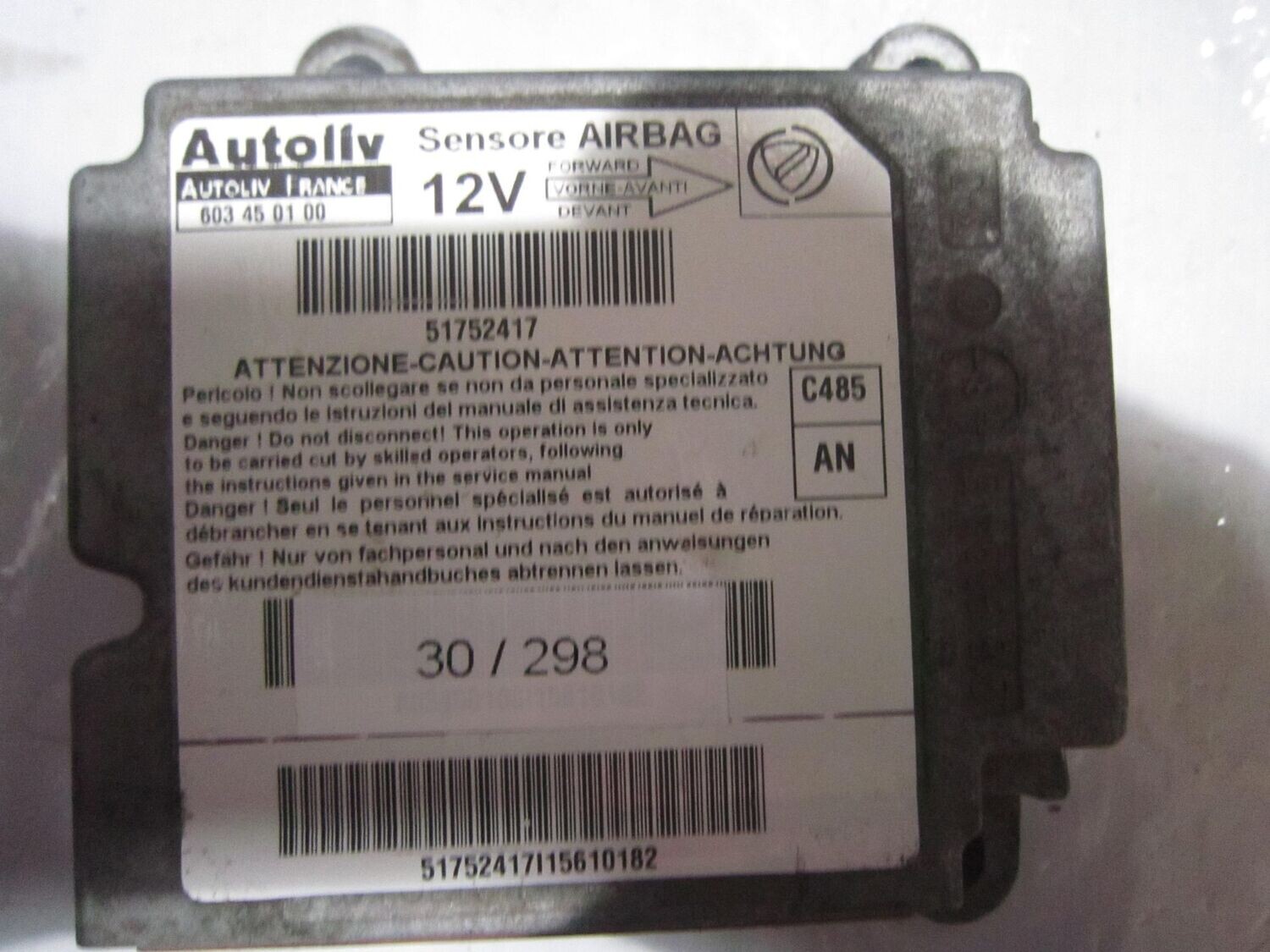 30-298 Centralina Airbag Autoliv 603 45 01 00 603450100 51752417    LANCIA  YPSILON