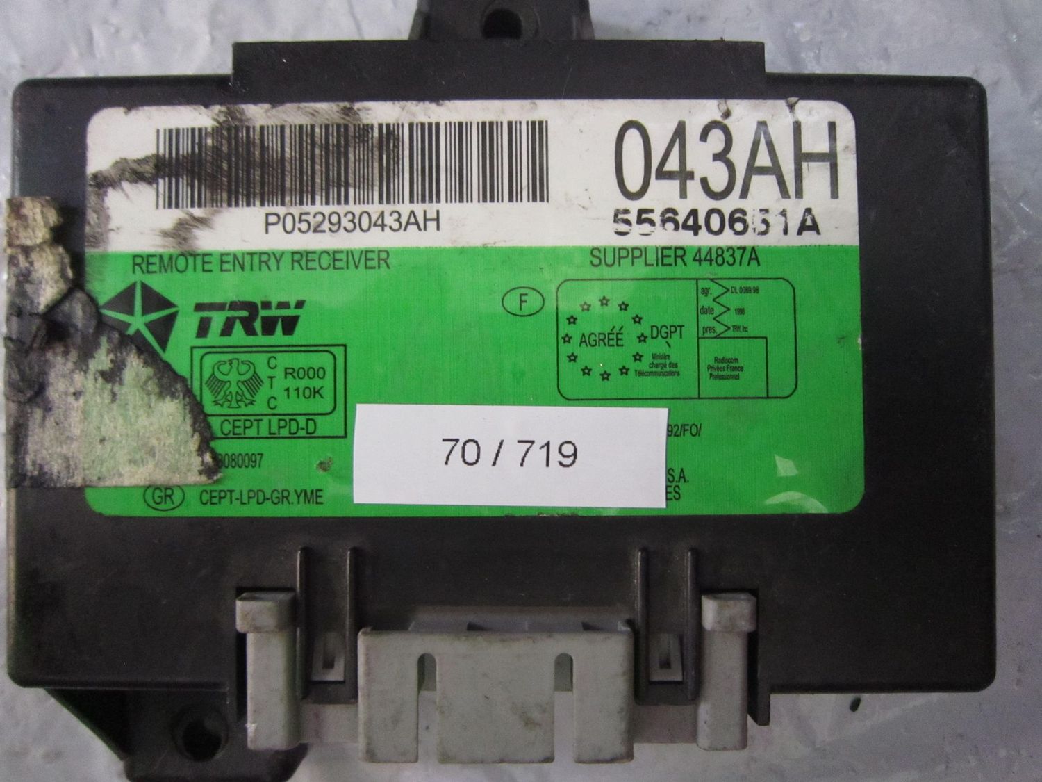 70-719 Modulo di Controllo TRW 043AH   55640651A P05293043AH   CHRYSLER  PT CRUISER