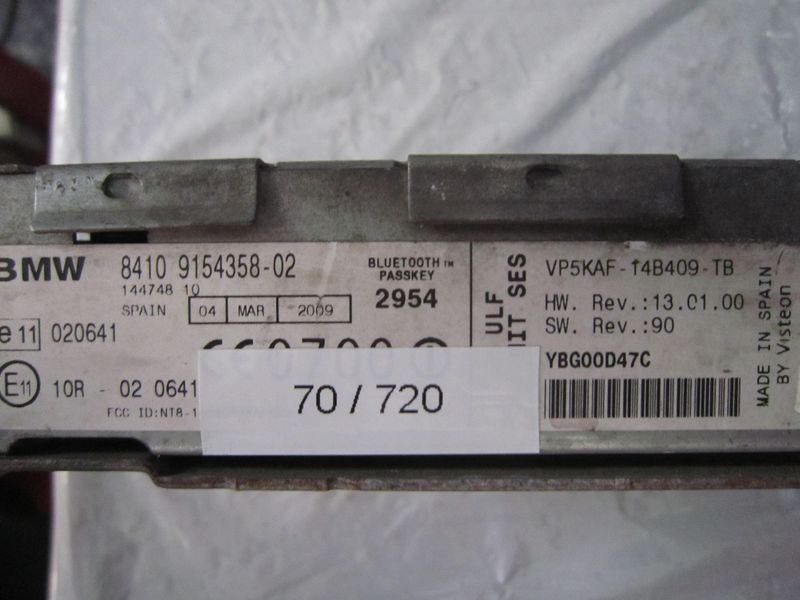 70-720 Centralina Bluetooth BMW 8410 9154358-02 8410915435802 VP5KAF-14B409-TB HW: 13.01.00 SW: 90  BMW  SERIE X