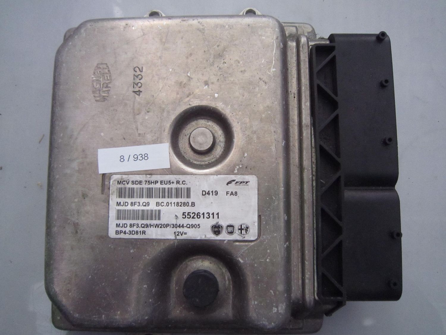 8-938 Centralina Motore Magneti Marelli 55261311   MJD 8F3.Q9 BC.0118280.B MCV SDE 75HP EU5 + R.C. HW20P/3044-Q905 FIAT DIESEL FIORINO_QUBO