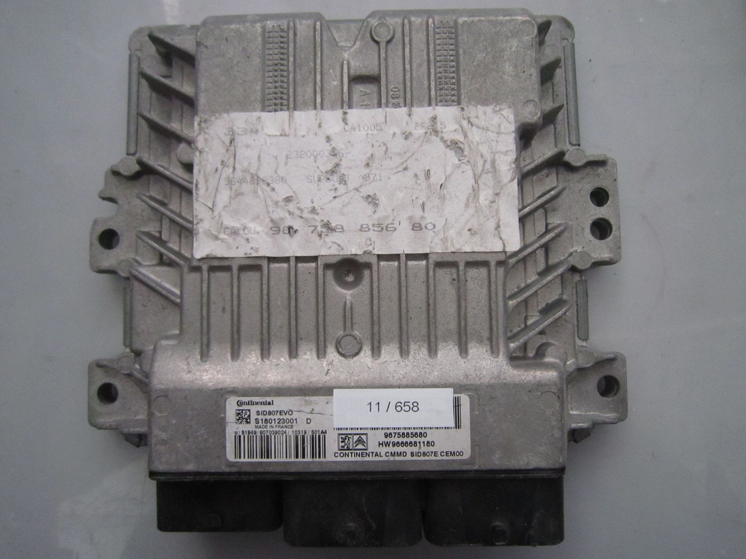 11-658 Centralina Motore Continental S180123001 D S180123001D 9675885680 9666681180 SID807EVO  CITROEN / PEUGEOT DIESEL VARIE
