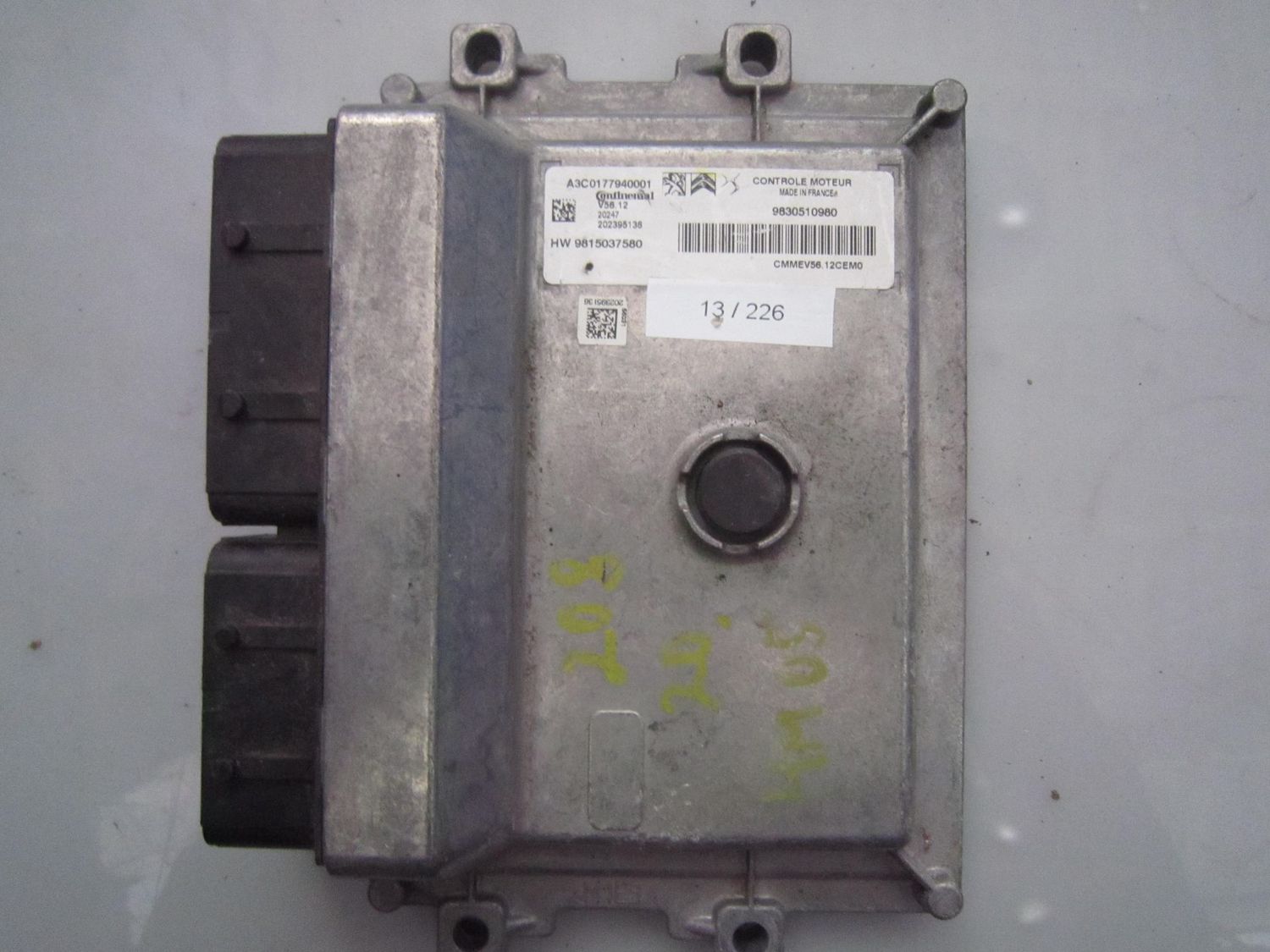 13-226 Centralina Motore Continental A3C0177940001   9815037580 9830510980 V56.12 CMMEV56.12CEMO OPEL Benzina CORSA