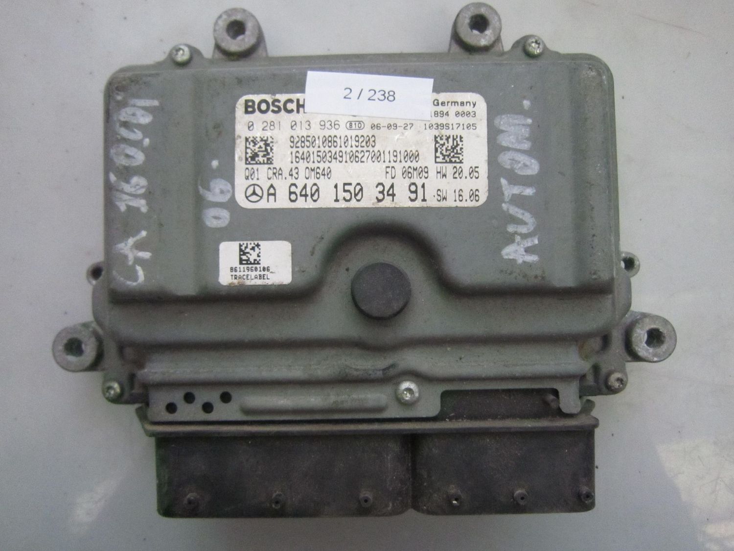2-238 Centralina Motore Bosch 0 281 013 936 0281013936 A 640 150 34 91 1039S17105 CRA.43 OM640 Q01 MERCEDES Diesel CLASSE A