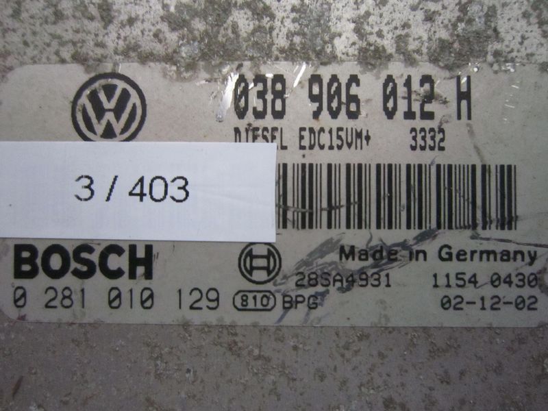 3-403 Centralina Motore Bosch 0 281 010 129 0281010129 038 906 012 H 28SA4931 EDC15VM+  SKODA Diesel OCTAVIA