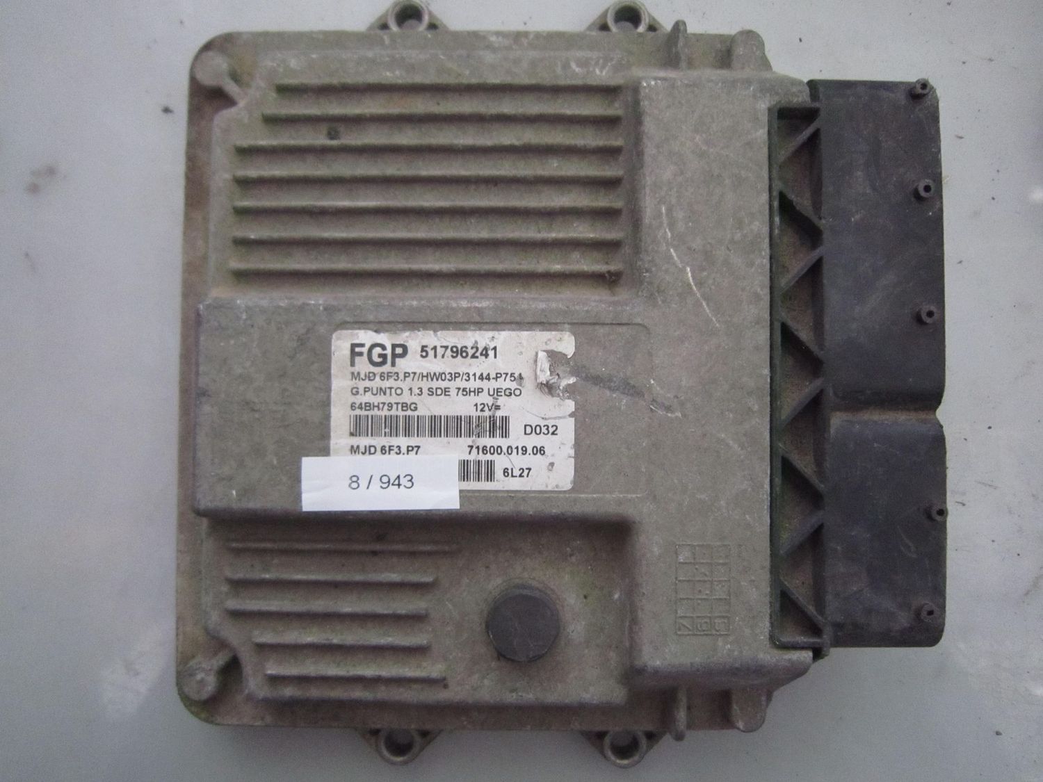 8-943 Centralina Motore Magneti Marelli 51796241   MJD 6F3.P7  71600.019.06 HW03P/3144-P754 FIAT DIESEL PUNTO
