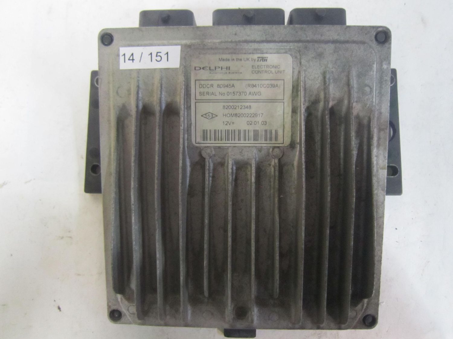 14-151 Centralina Motore Delphi R0410C039A   8200212348 8200222917 DDCR 80945A  RENAULT DIESEL CLIO