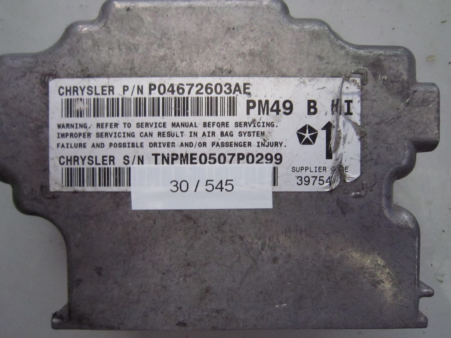 30-545 Centralina Airbag Chrysler P04672603AE   PM49    DODGE  CALIBER