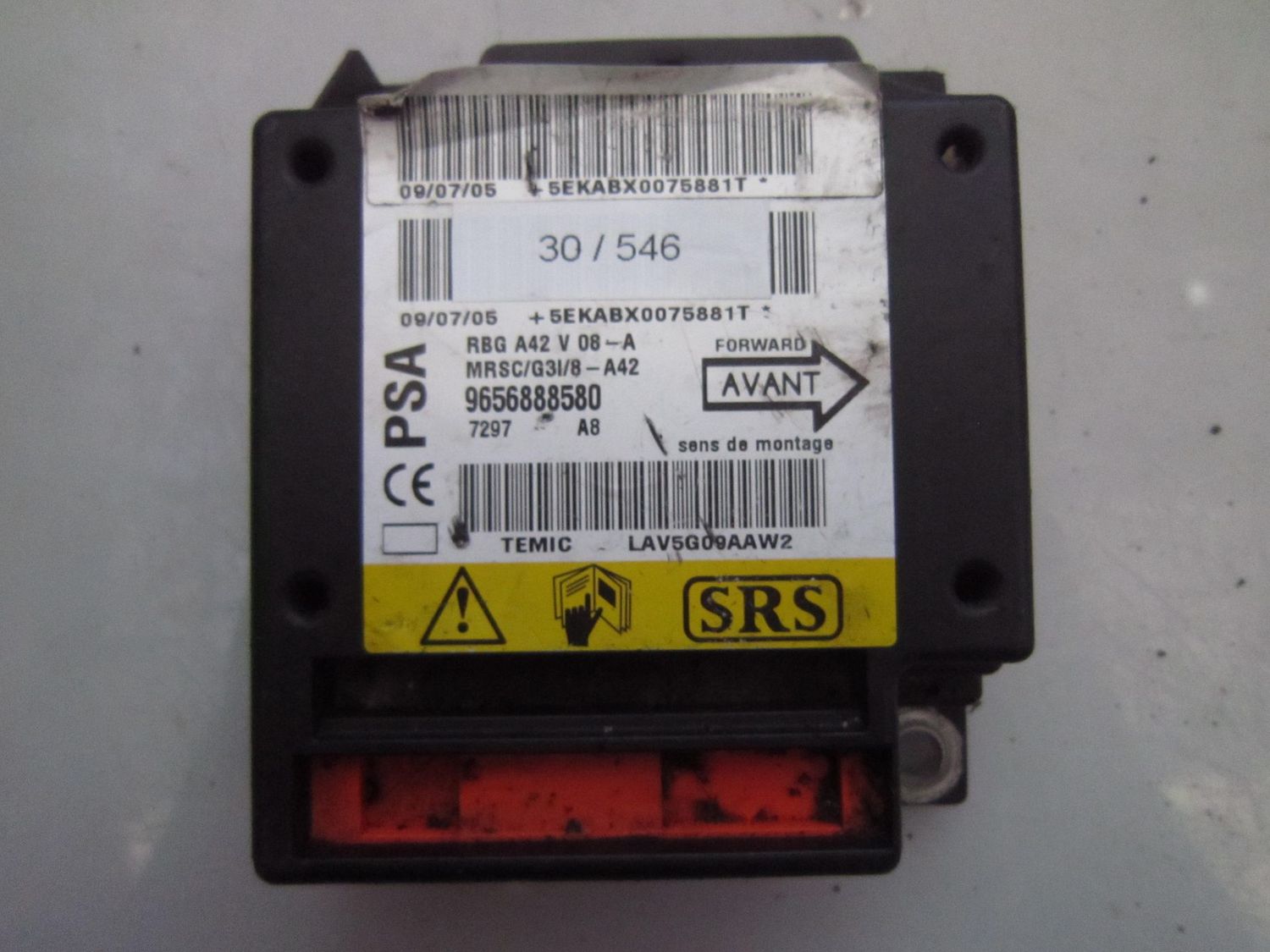 30-546 Centralina Airbag Temic 9656888580   RBG A42 V 08-A    CITROEN  C 3