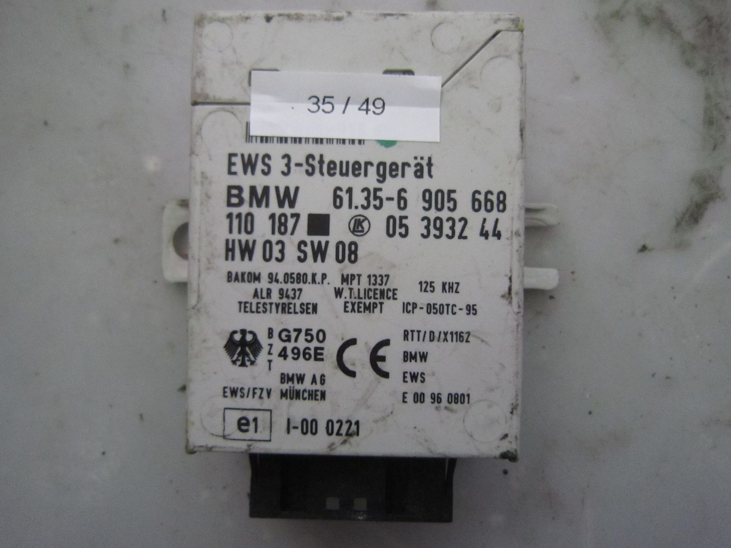 35-49 Centralina Immobilizer BMW 61.35-6 905 668 61.356905668 05 3932 44 HW 03 SW 08  BMW  VARIE