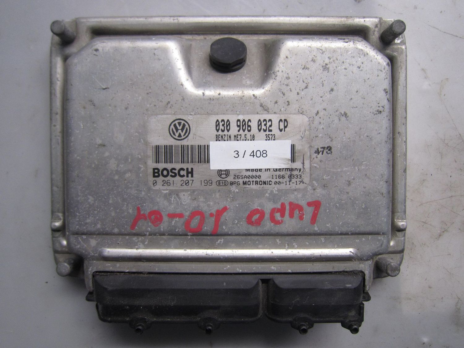 3-408 Centralina Motore Bosch 0 261 207 199 0261207199 030 906 032 CP 26SA0000 ME7.5.10  VOLKSWAGEN BENZINA LUPO
