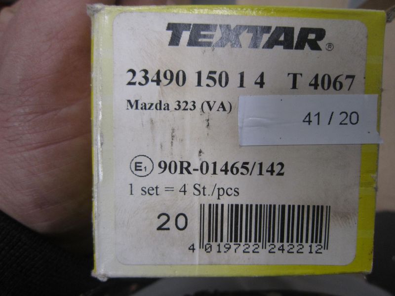 41-20 Pastiglie Freni Anteriori Textar 90R-01465/142 90R01465142 23490 150 1 4 T4067   MAZDA  323