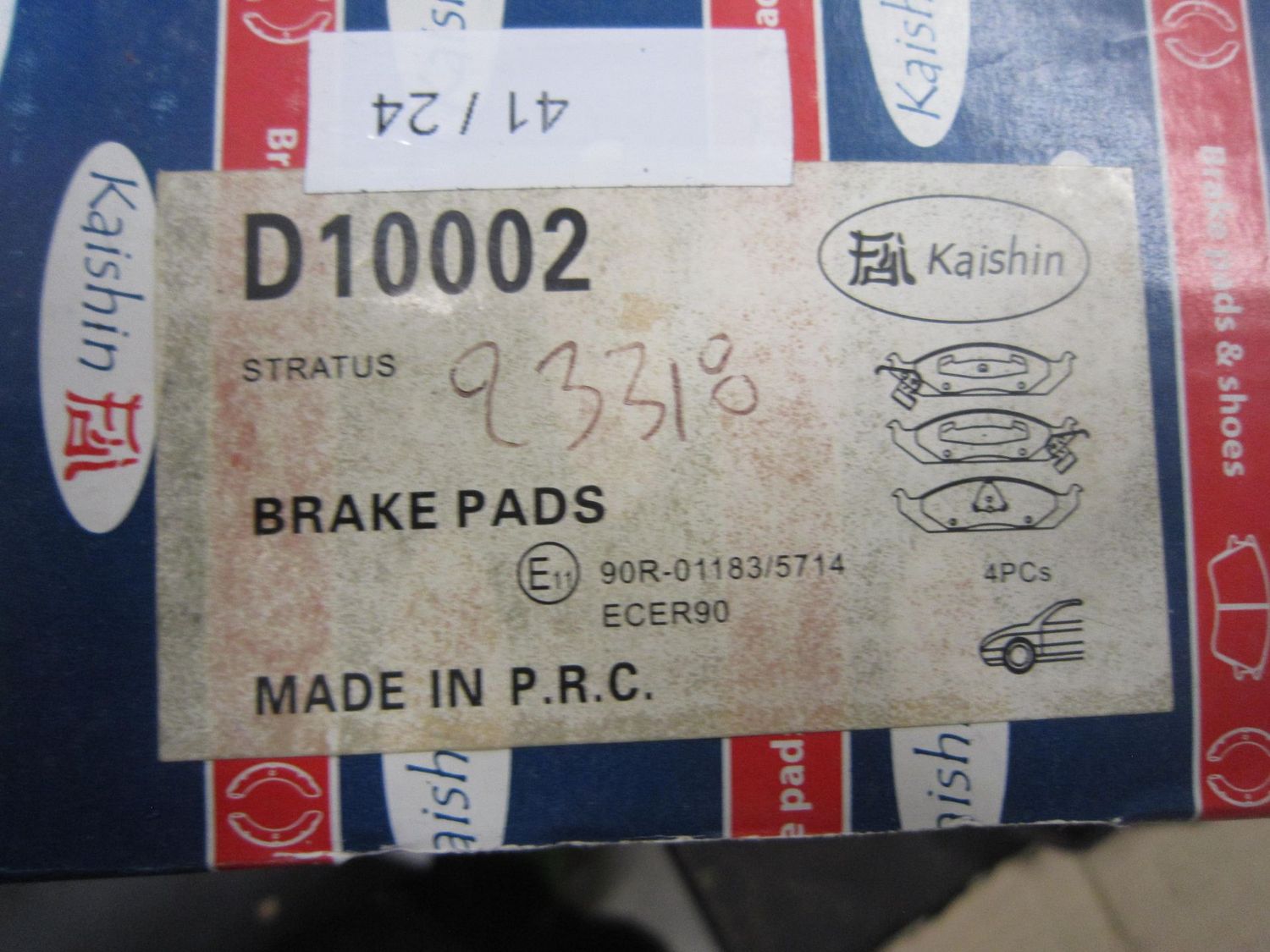 41-24 Pastiglie Freni Anteriori Kaishin 90R-01183/5714 90R011835714 D10002 T4067   CHRYSLER  stratus