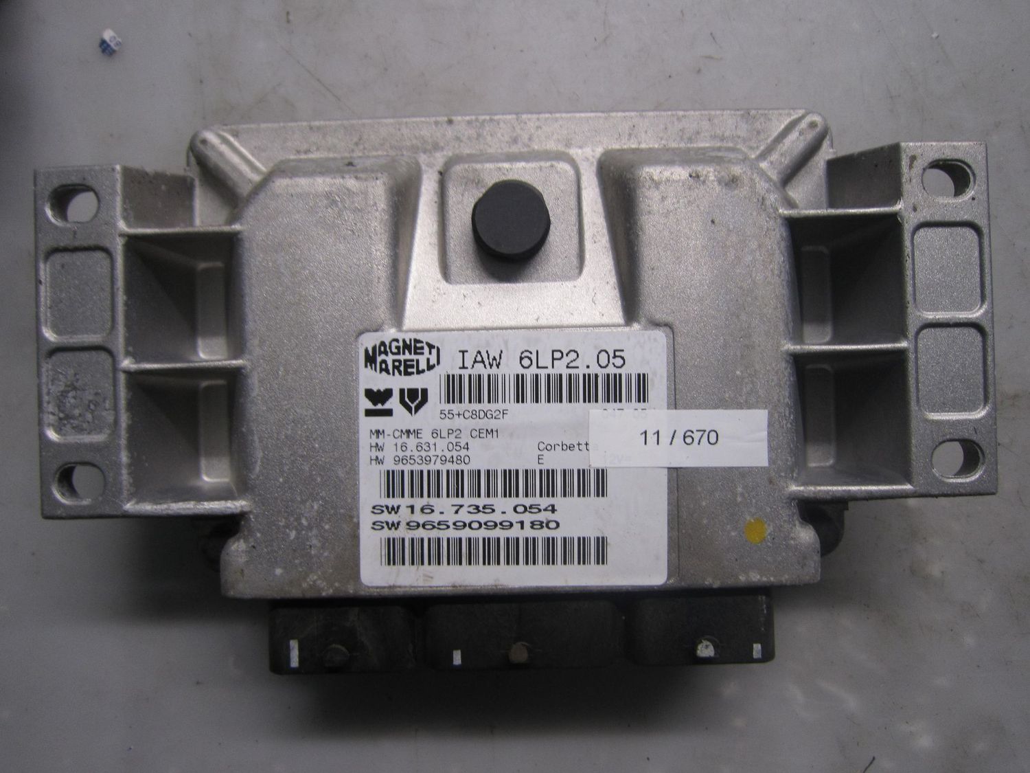 11-670 Centralina Motore Magneti Marelli IAW 6LP2.05 IAW6LP2.05   16.631.054 MM-CMME 6LP2 CEM1 9659099180 PEUGEOT Benzina 206