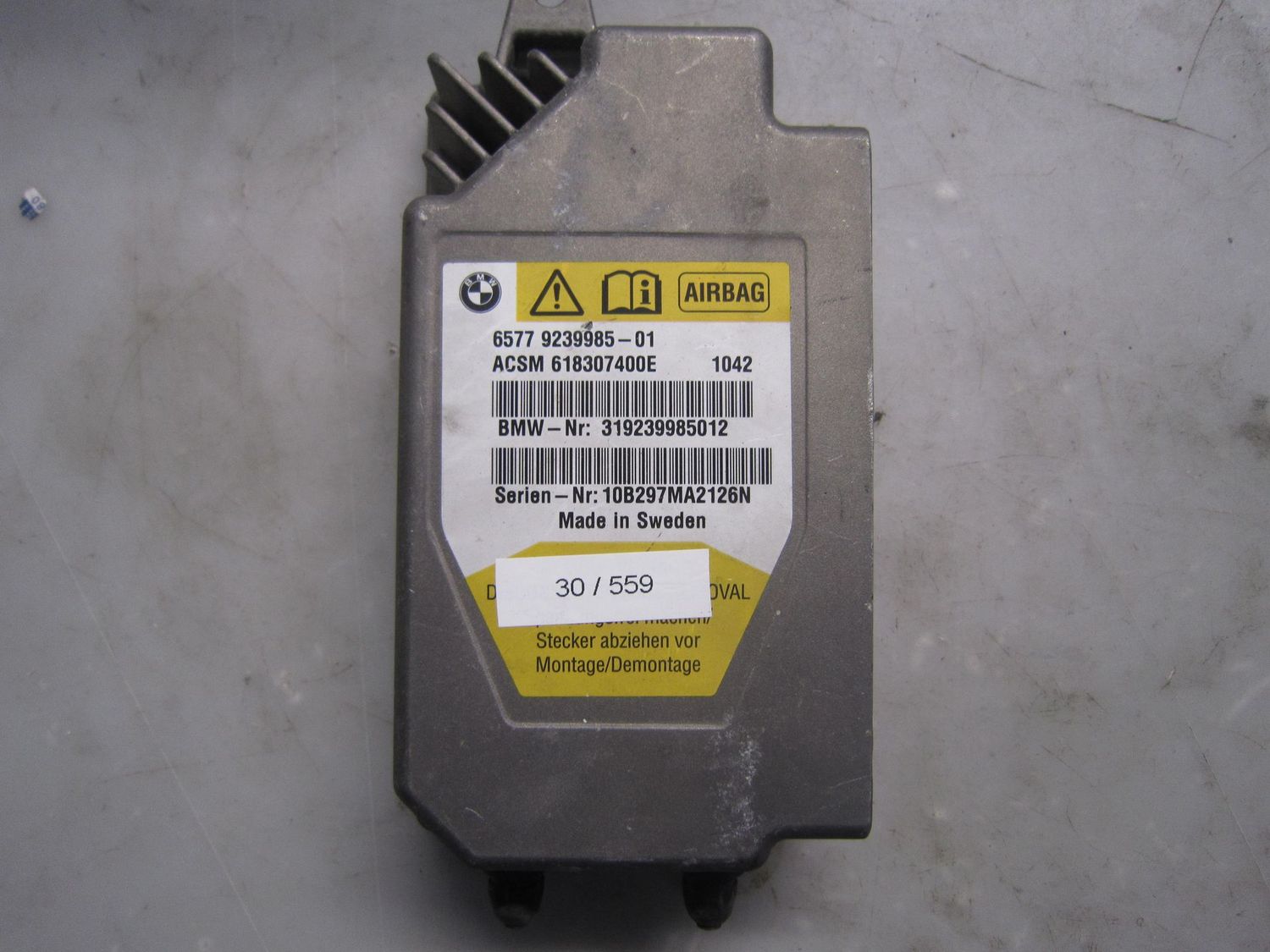 30-559 Centralina Airbag BMW 6577 9239985-01 6577923998501 319239985012 ACSM 618307400E   BMW  SERIE 5