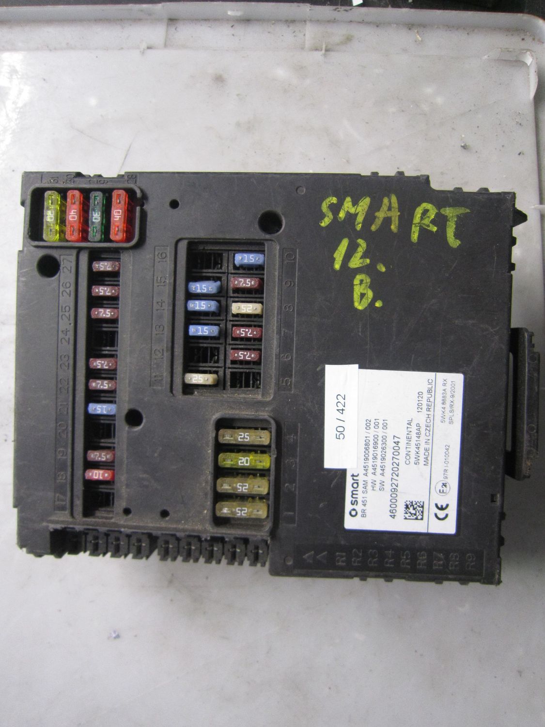 50-422 Body Computer Continental 5WK45148AP   A4519006801 / 002 A45119016900 / 001 A4519026300 / 001  SMART Benzina 451