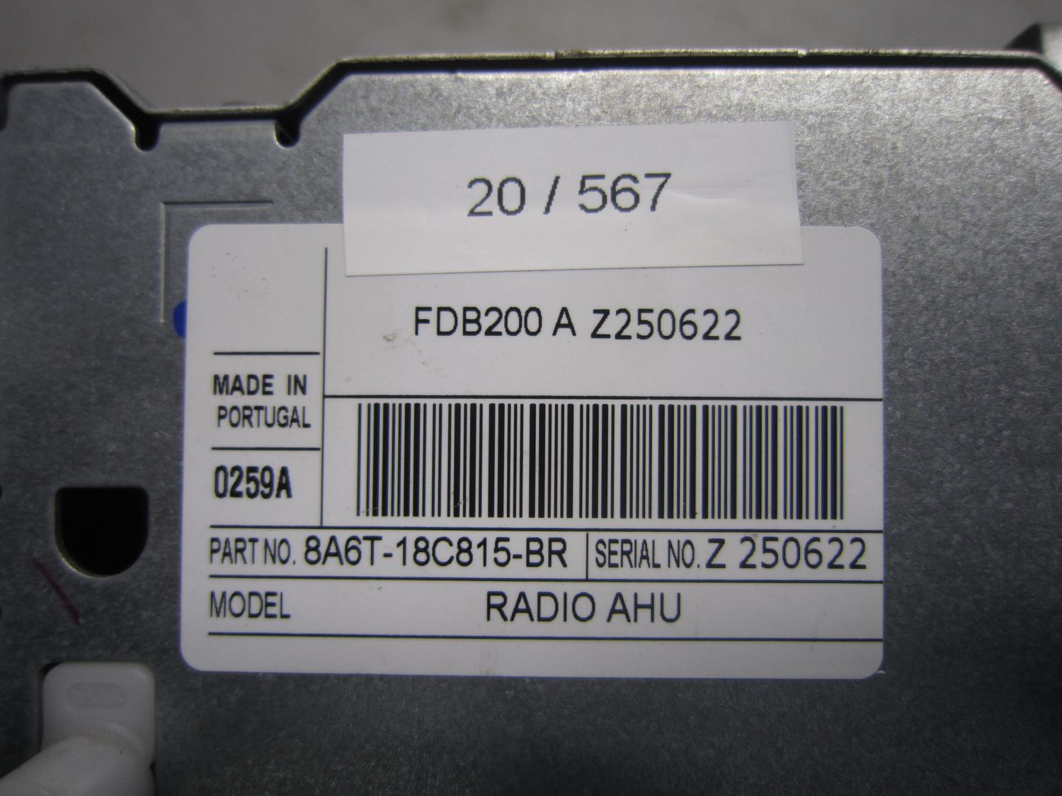 20-567 Autoradio Ford FDB200 A Z250622 FDB200AZ250622 8A6T-18C815-BR RADIO AHU   FORD  Fiesta