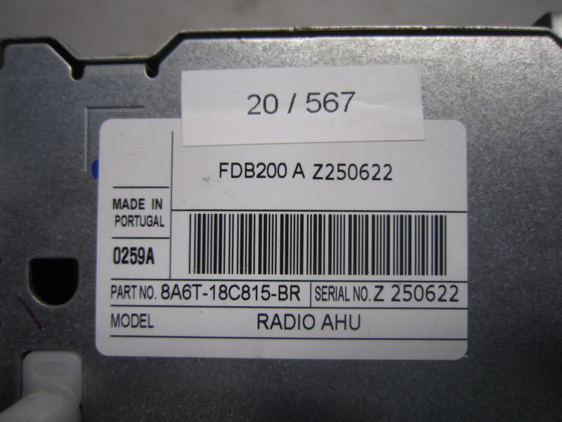 20-567 Autoradio Ford FDB200 A Z250622 FDB200AZ250622 8A6T-18C815-BR RADIO AHU   FORD  Fiesta