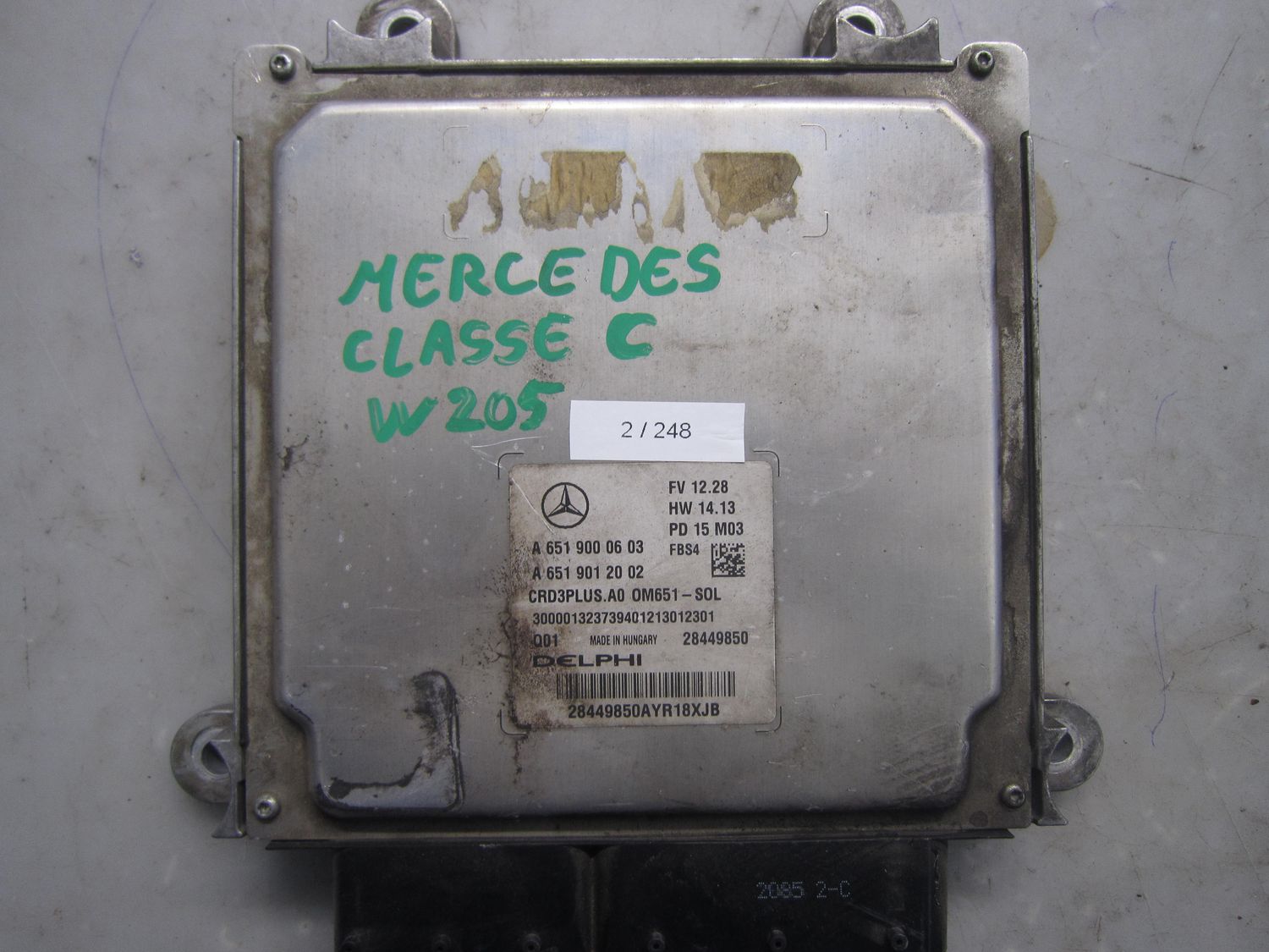 2-248 Centralina Motore Delphi 28449850   A 651 900 06 03 A 651 901 20 02 CRD3PLUS.A0 OM651 SOL HW: 14.13  FV: 12.28   Q01 MERCEDES Diesel CLASSE C