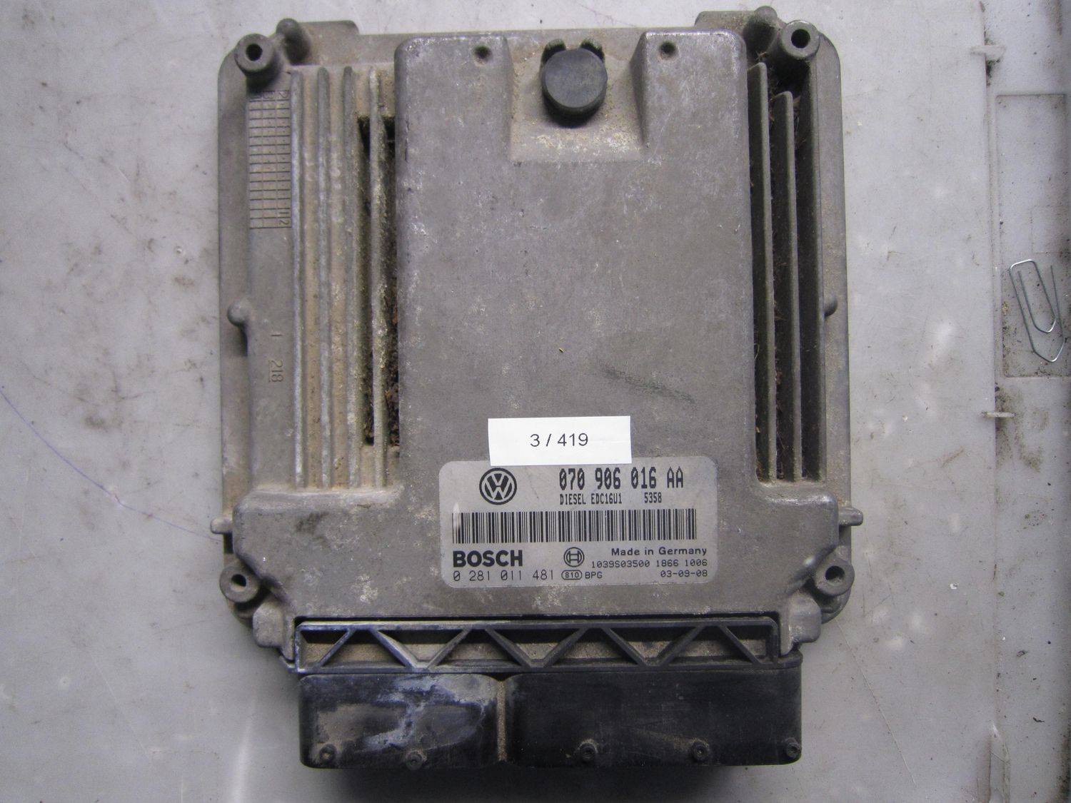 3-419 Centralina Motore Bosch 0 281 011 481 0281011481 070 906 016 AA 1039S03500 EDC16U1  VOLKSWAGEN Diesel TOUAREG