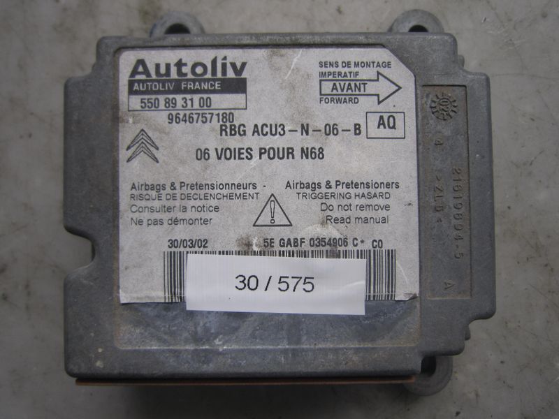 30-575 Centralina Airbag Autoliv 550 89 31 00 550893100 9646757180 RBG ACU3-N-06-B   CITROEN  XSARA PICASSO