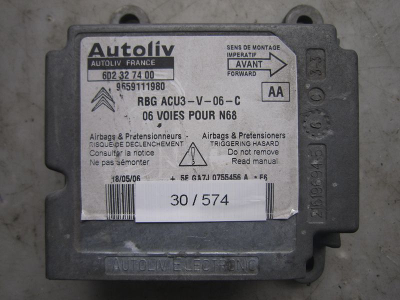 30-574 Centralina Airbag Autoliv 602 32 74 00 602327400 9659111980 RBG ACU3-V-06-C   CITROEN  XSARA PICASSO