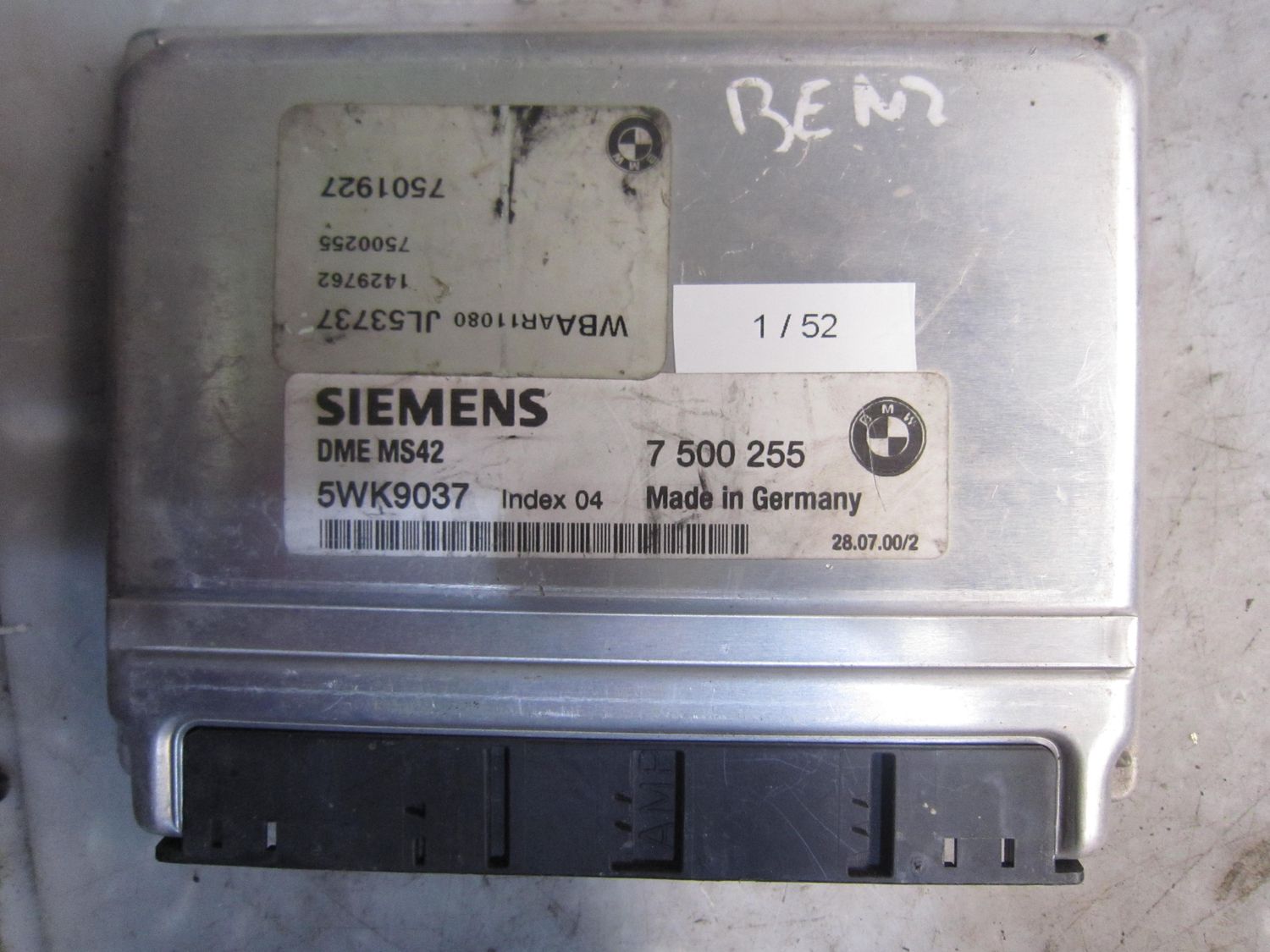 1-52 Centralina Motore Siemens 5WK9037   7 500 255 DME MS42   BMW Benzina Serie 3
