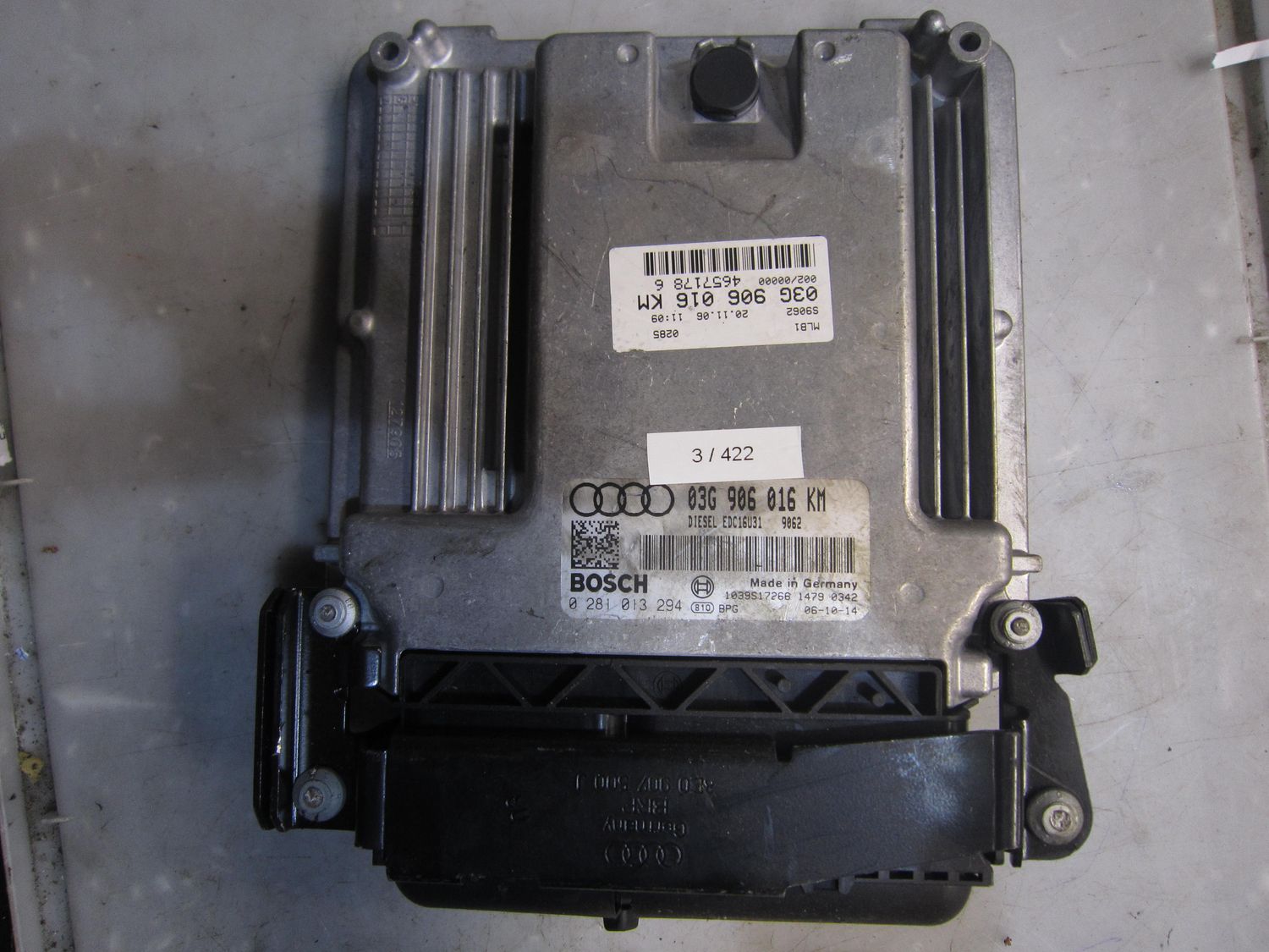 3-422 Centralina Motore Bosch 0 281 013 294 0281013294 03G 906 016 KM 1039S17268 EDC16U31  AUDI Diesel A 4