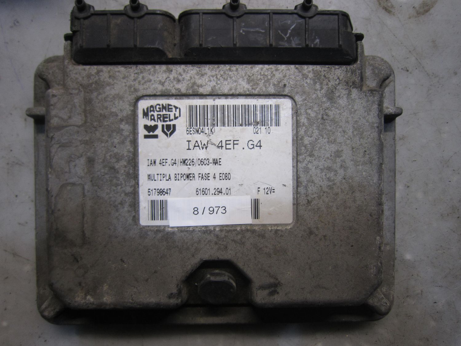 8-973 Centralina Motore Magneti Marelli IAW 4EF.G4 IAW4EF.G4 61601.294.01  51798647 HW226/0603 FIAT Benzina / Metano Multipla
